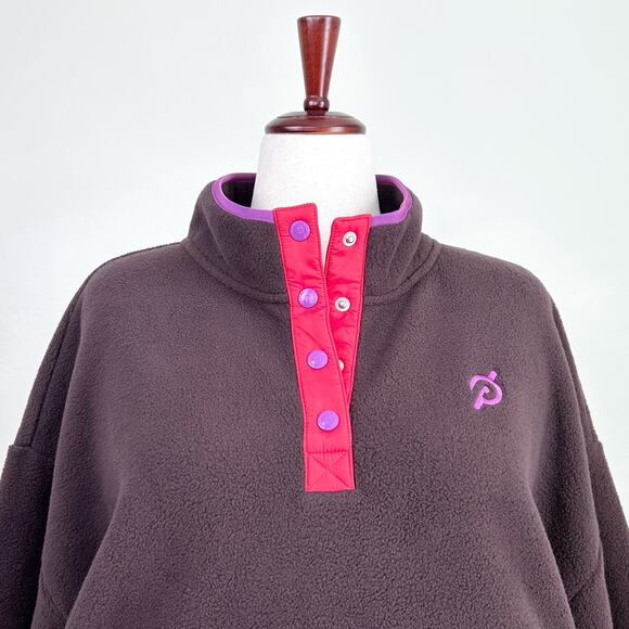 Peloton Fleece Brown Quarter-Snap Brown Quilted Pullover - Picture 2 of 9